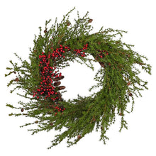 Load image into Gallery viewer, Pine with red Berry Wreath
