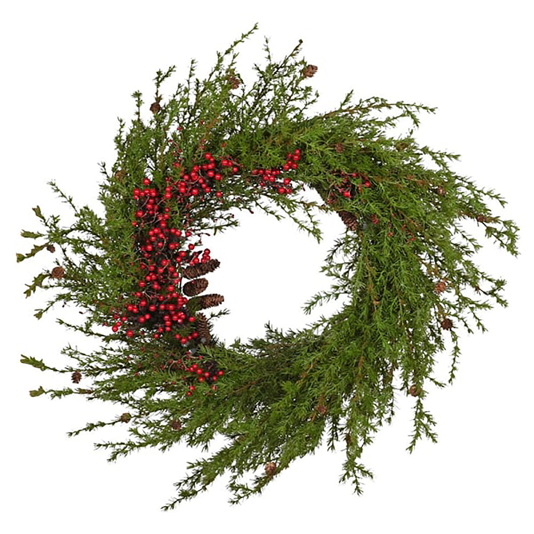 Pine with red Berry Wreath