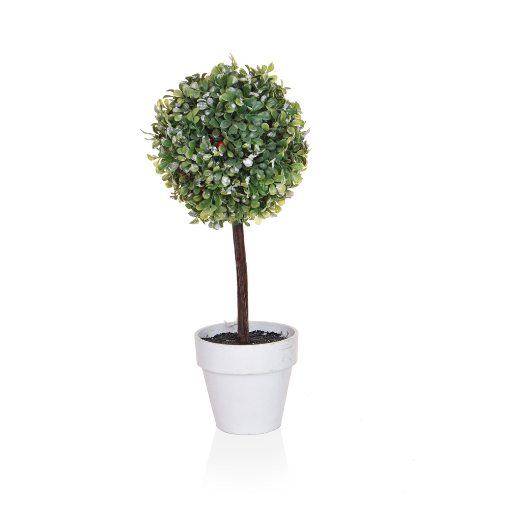 Artifical Topiary Ball in white stone Pot