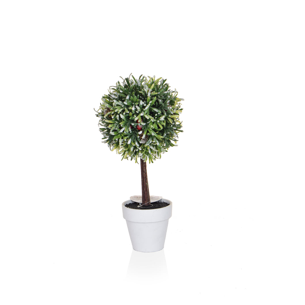 Artifical Topiary Ball in White Pot